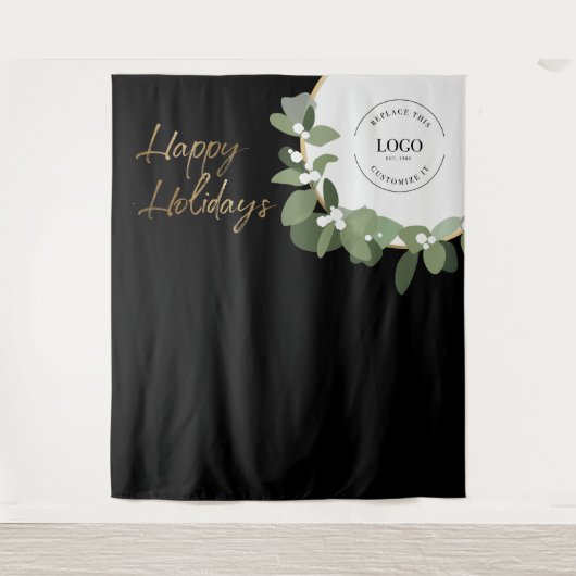 Happy Holidays Logo Weihnachten Foto Hintergrund Wandteppich (Vorderseite)