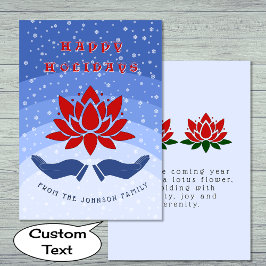 Happy Holidays lotus Blume benutzerdefinierte Text Feiertagskarte