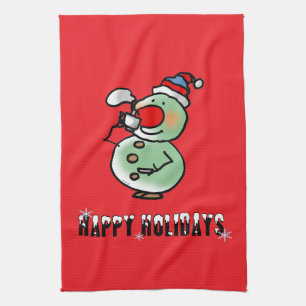 Happy Holidays (lustiger Schneemann) Geschirrtuch