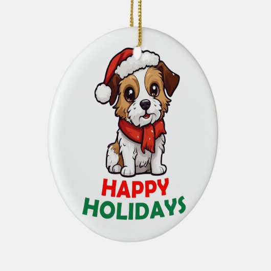 Happy Holidays Magic Dog Keramik Ornament (Rechts)