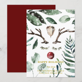 HAPPY Holidays | Magnolia, Grünes Blattwerk Feiertagskarte