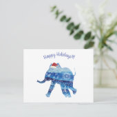 Happy Holidays Mandala Elefant Postkarte (Stehend Vorderseite)