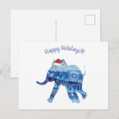 Happy Holidays Mandala Elefant Postkarte (Vorne/Hinten)