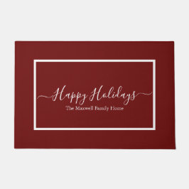 Happy Holidays Maroon Familienname Doormat Fußmatte