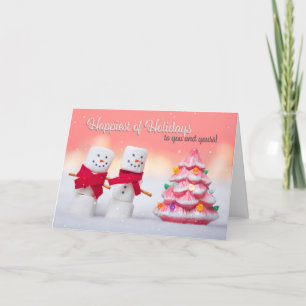Happy Holidays Marshmallow Snowmen Feiertagskarte