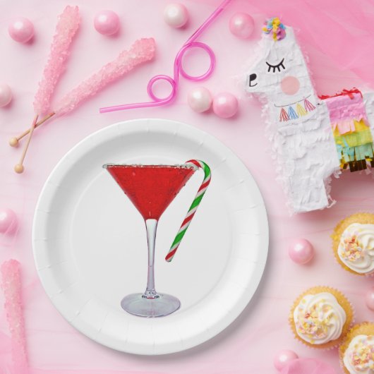 Happy Holidays Martini Glass Pappteller (Party)