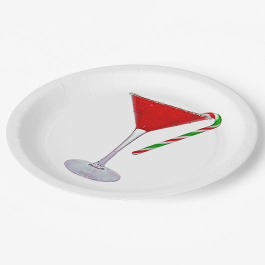 Happy Holidays Martini Glass Pappteller (Schrägansicht)