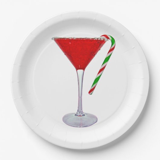 Happy Holidays Martini Glass Pappteller (Vorderseite)