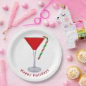 Happy Holidays Martini Glass Pappteller (Party)