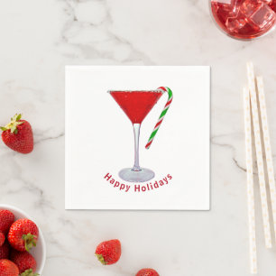 Happy Holidays Martini Glass Serviette