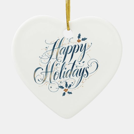 Happy Holidays Merry Christmas Family New Year Keramik Ornament (Vorne)