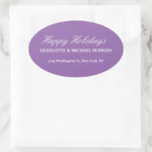 Happy Holidays Merry Christmas Pale Purple Family Ovaler Aufkleber (Tasche)
