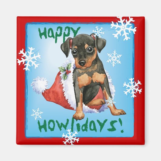 Happy Holidays Min Button Magnet (Vorne)