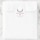 "Happy Holidays" Minimaler Abstrakter Rudolph Rein Runder Aufkleber (Tasche)