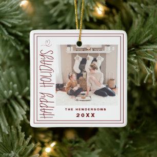 Happy Holidays Minimalistische Weihnachtskarte Bur Keramikornament