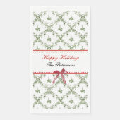Happy Holidays Mistletoe Red Bow Custom Christmas Serviette (Vorderseite)