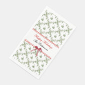 Happy Holidays Mistletoe Red Bow Custom Christmas Serviette (Ecke)