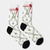 Happy Holidays Mistletoe Red Bow Custom Christmas Socken (Rechts)