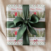 Happy Holidays Mistletoe Red Bow Custom Foto Geschenkpapier