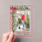 Happy Holidays Mistletoe Red Bow Family Foto Acryleinladungen (Insitu (Handheld))