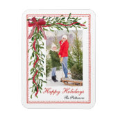 Happy Holidays Mistletoe Red Bow Family Foto Magnet (Vertikal)
