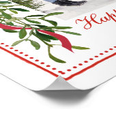 Happy Holidays Mistletoe Red Bow Family Foto Poster (Ecke)