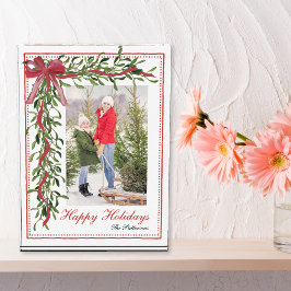 Happy Holidays Mistletoe Red Bow Family Fotoblock