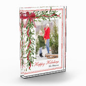 Happy Holidays Mistletoe Red Bow Family Fotoblock (Links)