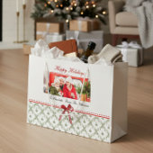 Happy Holidays Mistletoe Red Bow Individuelle Name Große Geschenktüte