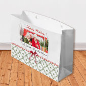 Happy Holidays Mistletoe Red Bow Individuelle Name Große Geschenktüte