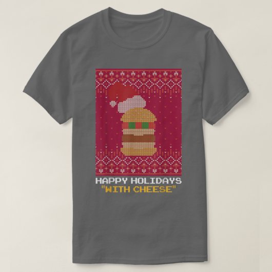 Happy Holidays mit Cheese Ugly Christmas Sweater T-Shirt (Design vorne)