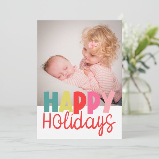 Happy Holidays mit Foto Weihnachtsgrüßkarte Karte (Stehend Vorderseite)