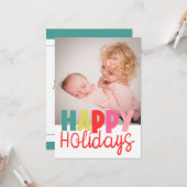 Happy Holidays mit Foto Weihnachtsgrüßkarte Karte (Vorderseite/Rückseite Beispiel)