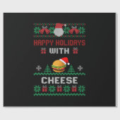 Happy Holidays mit Käse Ugly Weihnachtsgeschenk Geschenkpapier (Flach)