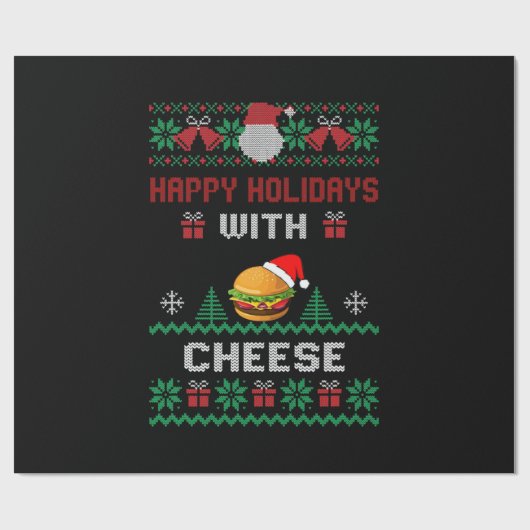 Happy Holidays mit Käse Ugly Weihnachtsgeschenk Geschenkpapier (Flach)