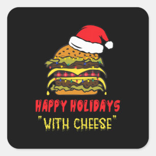 Happy Holidays mit Käse Weihnachtskäse Quadratischer Aufkleber