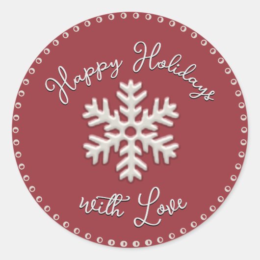 Happy Holidays mit Liebe Embossed Snowflake Class Runder Aufkleber (Vorderseite)