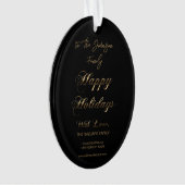 Happy Holidays mit Liebe Name Schwarz und Gold hin Ornament (Vorderseite)