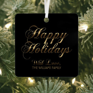 Happy Holidays mit Liebe Name Schwarz und Gold hin Ornament Aus Metall