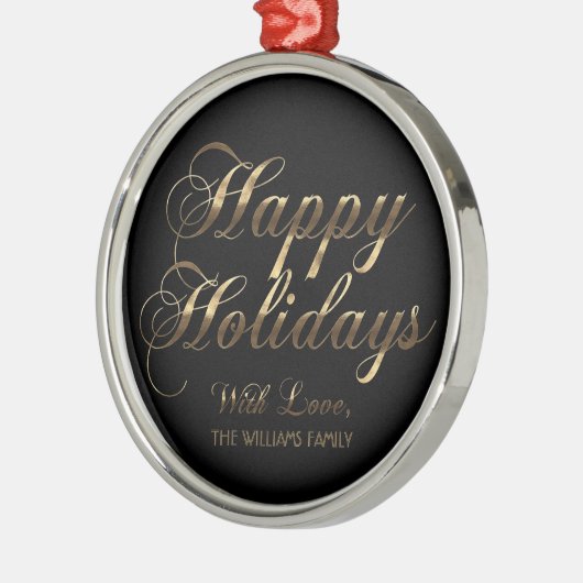 Happy Holidays mit Liebe Name Schwarz und Gold hin Ornament Aus Metall (Links)