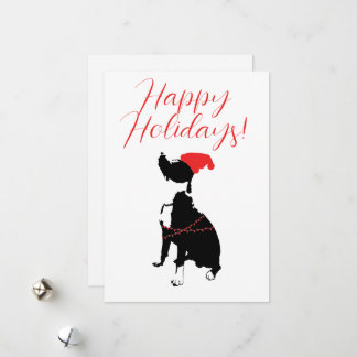 Happy Holidays mit Pitbull, Weihnachtsmannmütze un Feiertagskarte