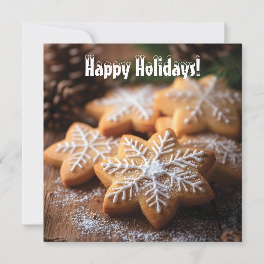 Happy Holidays mit schneeflockenartigen Cookies Feiertagskarte (Vorderseite)