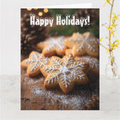 Happy Holidays mit schneeflockenartigen Cookies Karte (Gelbe Blume)