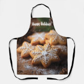 Happy Holidays mit schneeflockenartigen Cookies Schürze (Vorderseite)