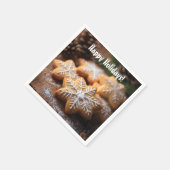 Happy Holidays mit schneeflockenartigen Cookies Serviette (Ecke)