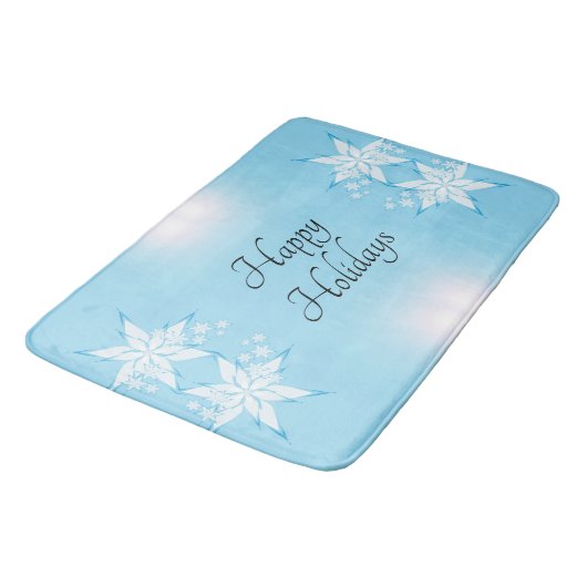 Happy Holidays mit Snowflake Art Badematte (Schrägansicht)