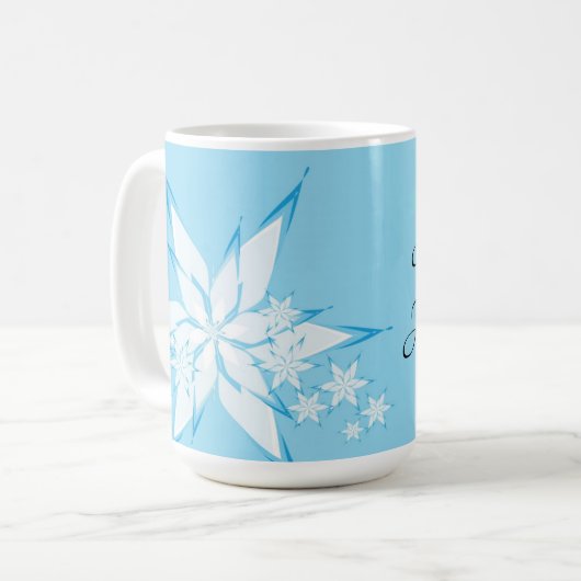 Happy Holidays mit Snowflake Art Kaffeetasse (Vorderseite Links)