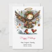Happy Holidays mit Whimsical Angel Feiertagskarte (Vorderseite)