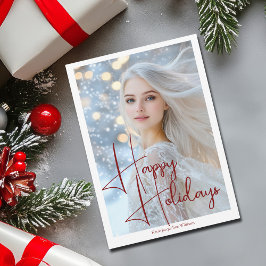 Happy Holidays Model Actress Headshot Rotes Skript Feiertagskarte