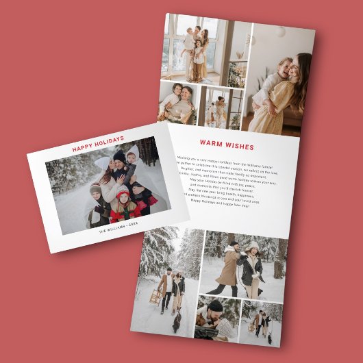 Happy Holidays Modern 12 Foto Dreifach Gefaltete Urlaubskarte